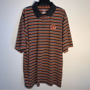 Majestic Cincinnati Bengals Striped Embroidered
Logo Polo Shirt Men's 2XL